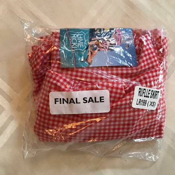 NEW Lime Ricki Red Gingham Swim Skirt XS: Modest w/attached swim bottoms - Picture 5 of 8